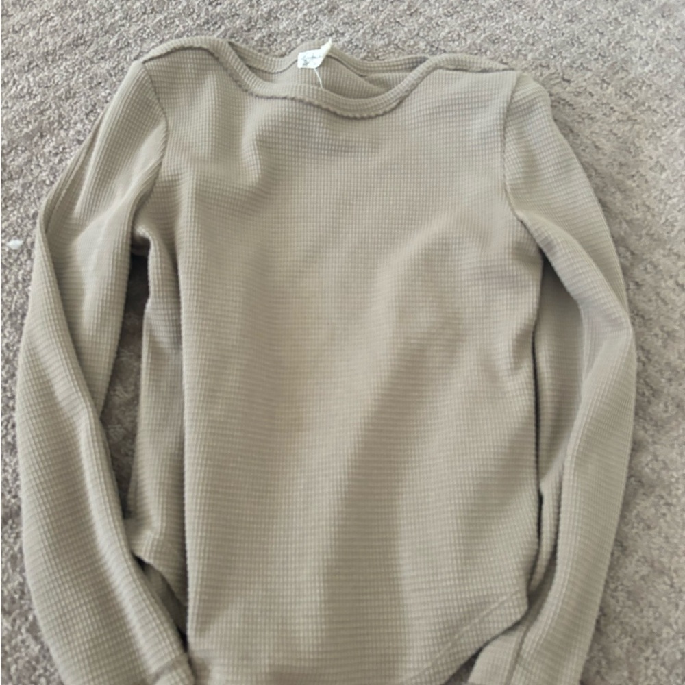 Free People Waffle Knit Top in Beige